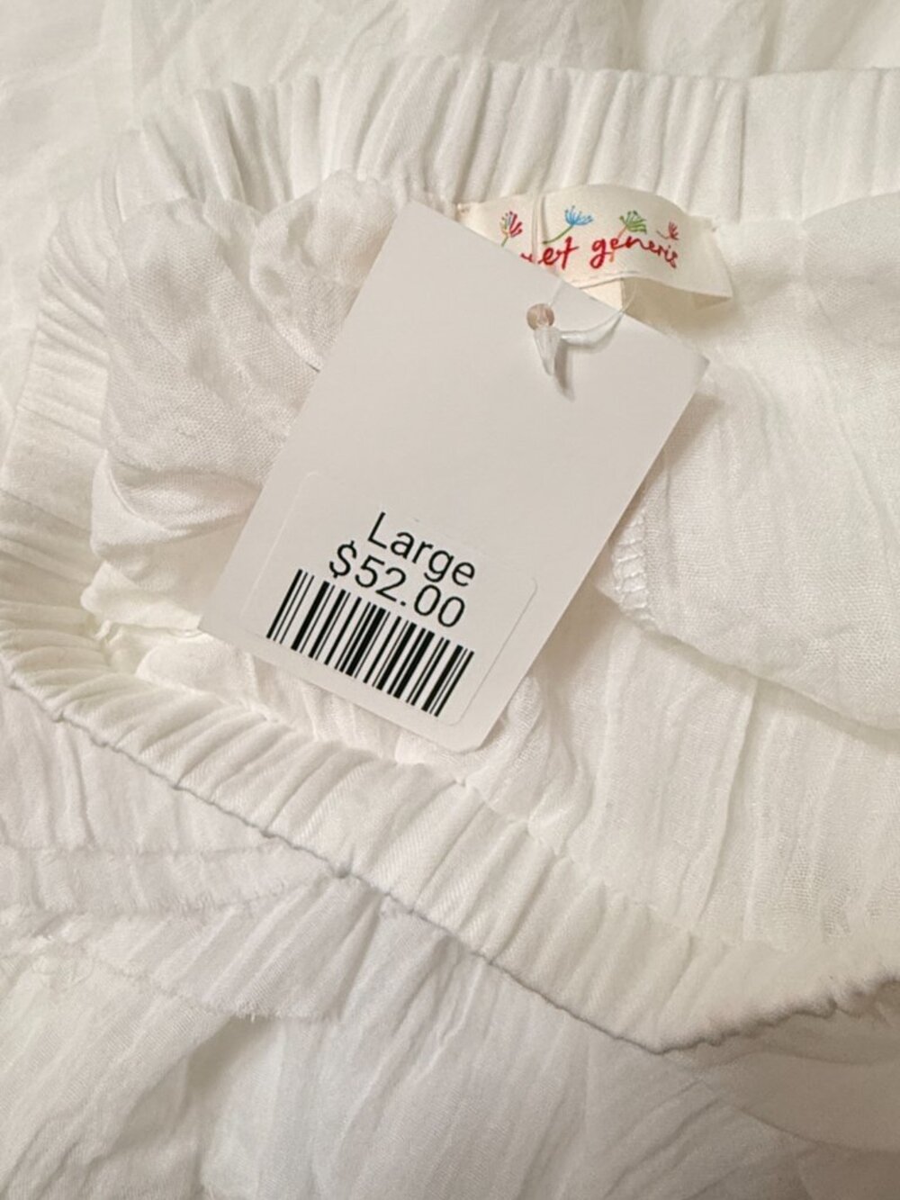 Sweet Generis Asymmetrical Raw Edge Ruched Uneven Hemline White Skirt sz L - Picture 10 of 10